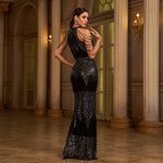 Halter Sequin Beads Slim-fit Evening Dress