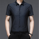 Woodpecker Silk Shirt Men''s Short Sleeve Middle-aged