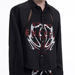 Hollow Out Satin Long Sleeve Shirt Men's Spring