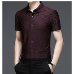 Woodpecker Silk Shirt Men''s Short Sleeve Middle-aged