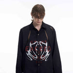 Hollow Out Satin Long Sleeve Shirt Men's Spring