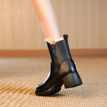 Winter New Rabbit Fur Warm Snow Boots Women's Chunky Heel Side Zip Women's Ankle Boots