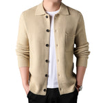Twist Jacquard Lapel Sweater Cardigan Men's Outer Wear Autumn And Winter Trends Fashion Slim Knit Top Coat