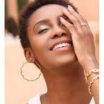 18K Gold Plated Brass Statement Chain Stud Earrings