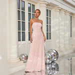 Sequin Tube Top Cinched Waist Slimming Dress