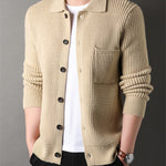 Twist Jacquard Lapel Sweater Cardigan Men's Outer Wear Autumn And Winter Trends Fashion Slim Knit Top Coat