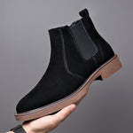 Men's Suede Leather Autumn And Winter New Fleece-lined Pointed Ankle Boots