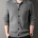 Twist Jacquard Lapel Sweater Cardigan Men's Outer Wear Autumn And Winter Trends Fashion Slim Knit Top Coat
