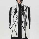 Original Hand-painted Black And White Thorn Rose Winter Neck Warmer Dehaired Angora Couple Scarf