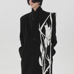 Original Hand-painted Black And White Thorn Rose Winter Neck Warmer Dehaired Angora Couple Scarf