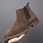 Men's Suede Leather Autumn And Winter New Fleece-lined Pointed Ankle Boots
