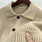 Twist Jacquard Lapel Sweater Cardigan Men's Outer Wear Autumn And Winter Trends Fashion Slim Knit Top Coat