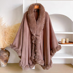 Oversized Loose Irregular Fur Collar Cape Shawl