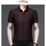 Woodpecker Silk Shirt Men''s Short Sleeve Middle-aged