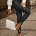 Ladies Waist Strap Tight Leather Pants