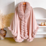 Oversized Loose Irregular Fur Collar Cape Shawl