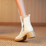 Winter New Rabbit Fur Warm Snow Boots Women's Chunky Heel Side Zip Women's Ankle Boots