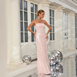 Sequin Tube Top Cinched Waist Slimming Dress