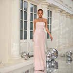 Sequin Tube Top Cinched Waist Slimming Dress