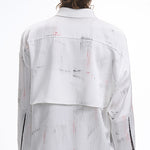 Hollow Out Satin Long Sleeve Shirt Men's Spring