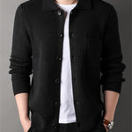 Twist Jacquard Lapel Sweater Cardigan Men's Outer Wear Autumn And Winter Trends Fashion Slim Knit Top Coat